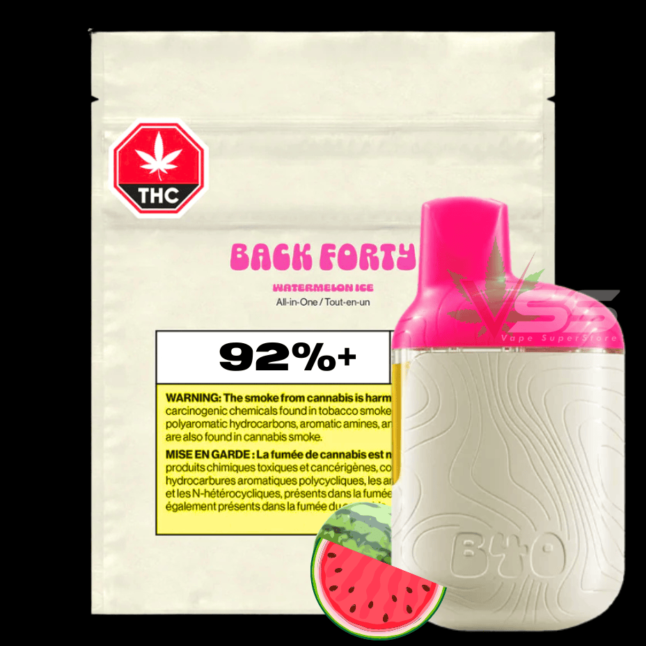 Back Forty Watermelon Ice All-in-One Disposable Vape - 0.95g in MB Brandon Vape SuperStore & Cannabis Back Forty Watermelon Ice All-in-One Disposable Vape - 0.95g in MB Brandon Vape SuperStore & Cannabis