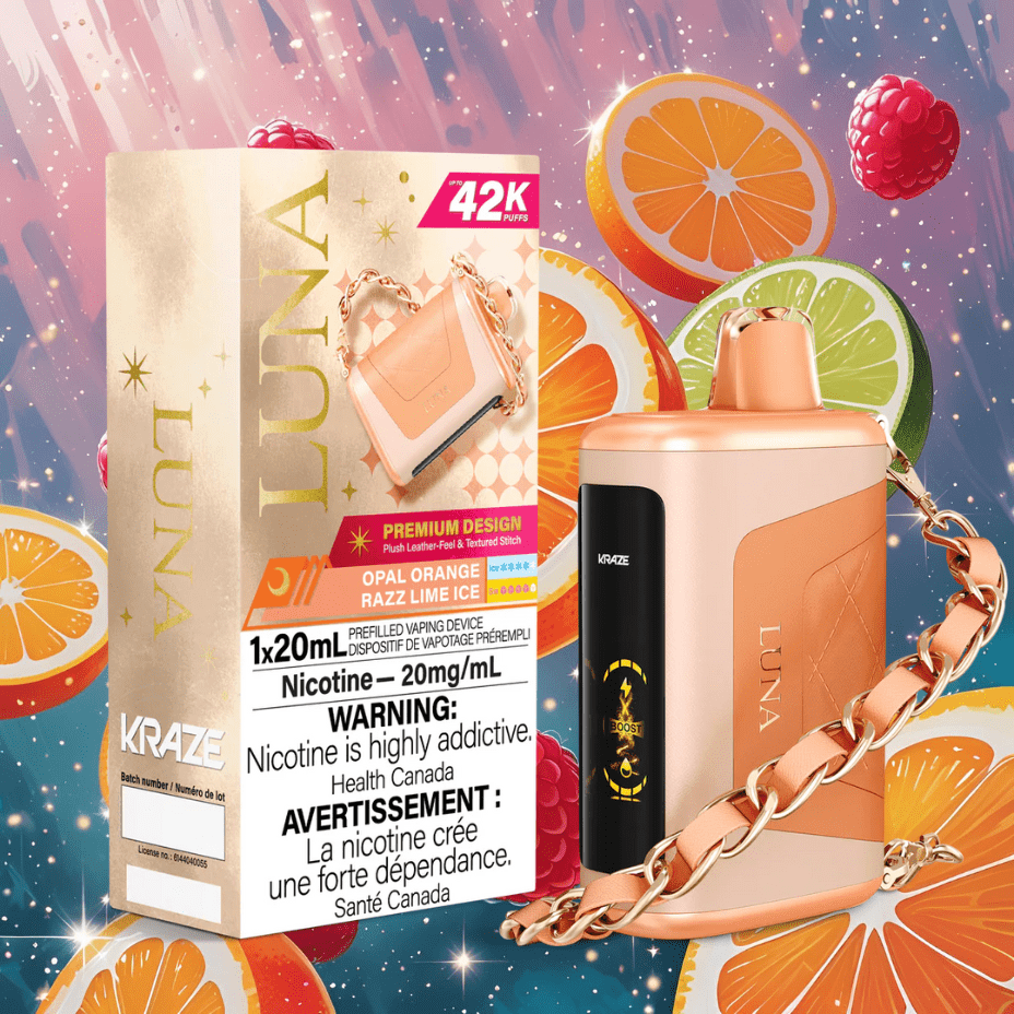 Kraze Luna 42K Disposable Vape-Opal Orange Razz Lime Ice in Manitoba Brandon Vape SuperStore & Cannabis Kraze Luna 42K Disposable Vape-Opal Orange Razz Lime Ice in Manitoba Brandon Vape SuperStore & Cannabis