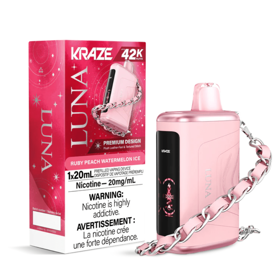 Kraze Luna Disposable Vape-Ruby Peach Watermelon Ice Brandon Vape SuperStore and Cannabis Manitoba Canada