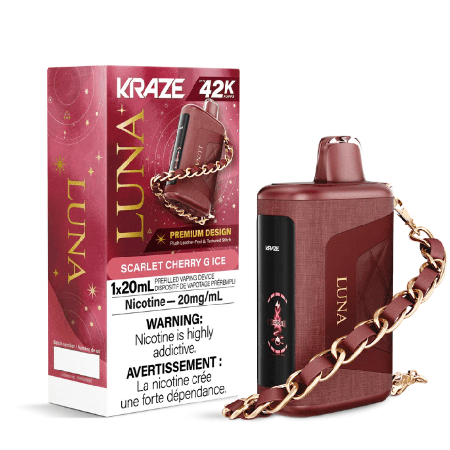 Kraze Luna Disposable Vape-Scarlet Cherry G Ice Brandon Vape SuperStore and Cannabis Manitoba Canada