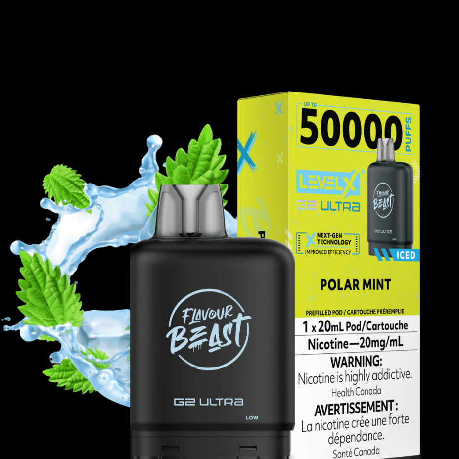 flavor beast 50k vape Level X G2 Ultra Flavour Pod 50k-Polar Mint Iced – Brandon SuperStore & Cannabis Dimensions_71.5 x 44 x 14.2 mm Sabor:Mint Ice Juicy Bar Disposable 5000