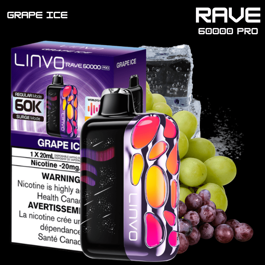 Linvo Rave 60k Disposable Vape-Grape Ice in Brandon Manitoba  Brandon Vape  SuperStore & Cannabis
