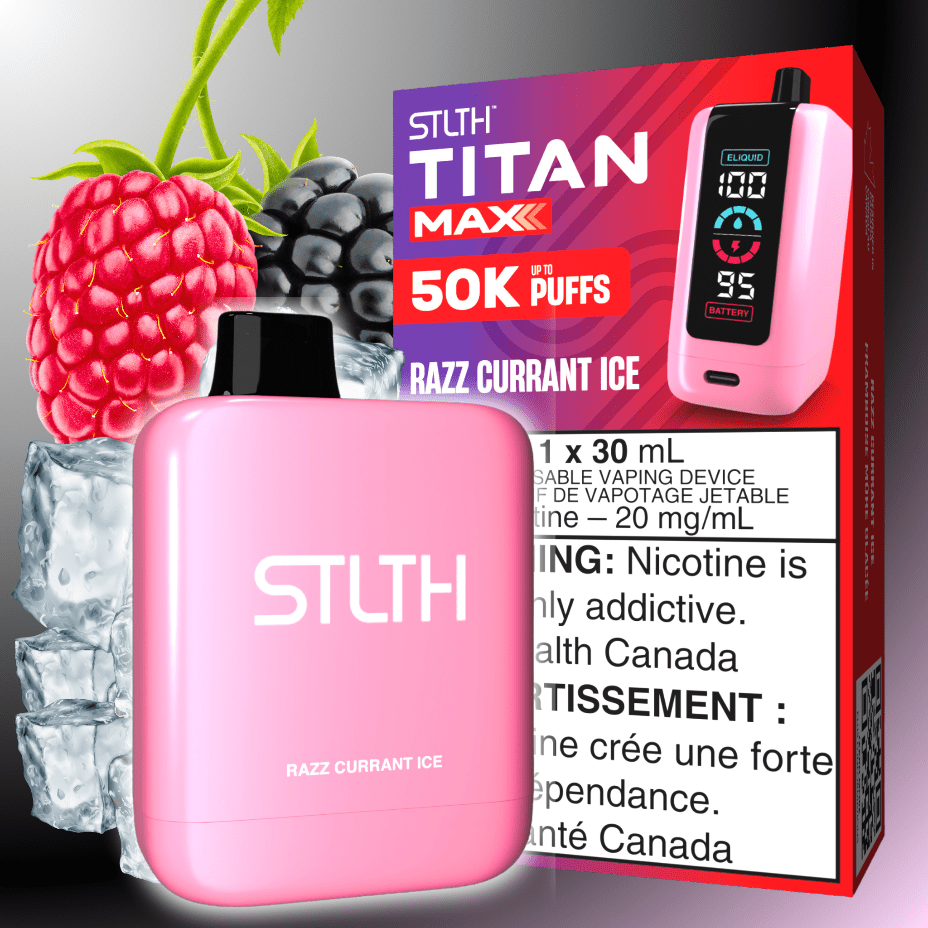 STLTH Titan Max 50k Disposable Vape-Razz Currant Ice in Manitoba 50000 Puffs Brandon Vape SuperStore and Cannabis Manitoba Canada