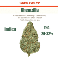 Back Forty Chemzilla Indica Flower-14g 14g Brandon Vape SuperStore and Cannabis Manitoba Canada