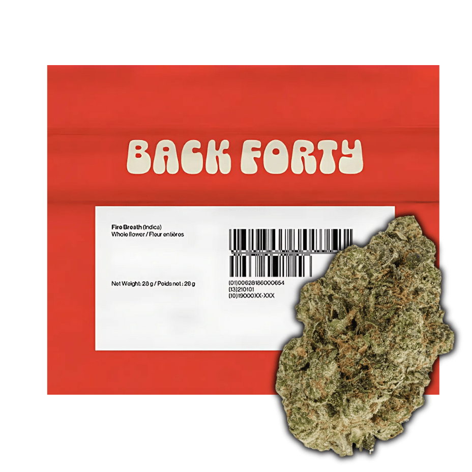Back Forty Fire Breath Indica Flower-28g 28g Brandon Vape SuperStore and Cannabis Manitoba Canada