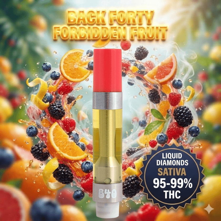 Back Forty Forbidden Fruit Liquid Diamonds Sativa Cartridge - 0.95g Brandon Vape SuperStore and Cannabis Manitoba Canada