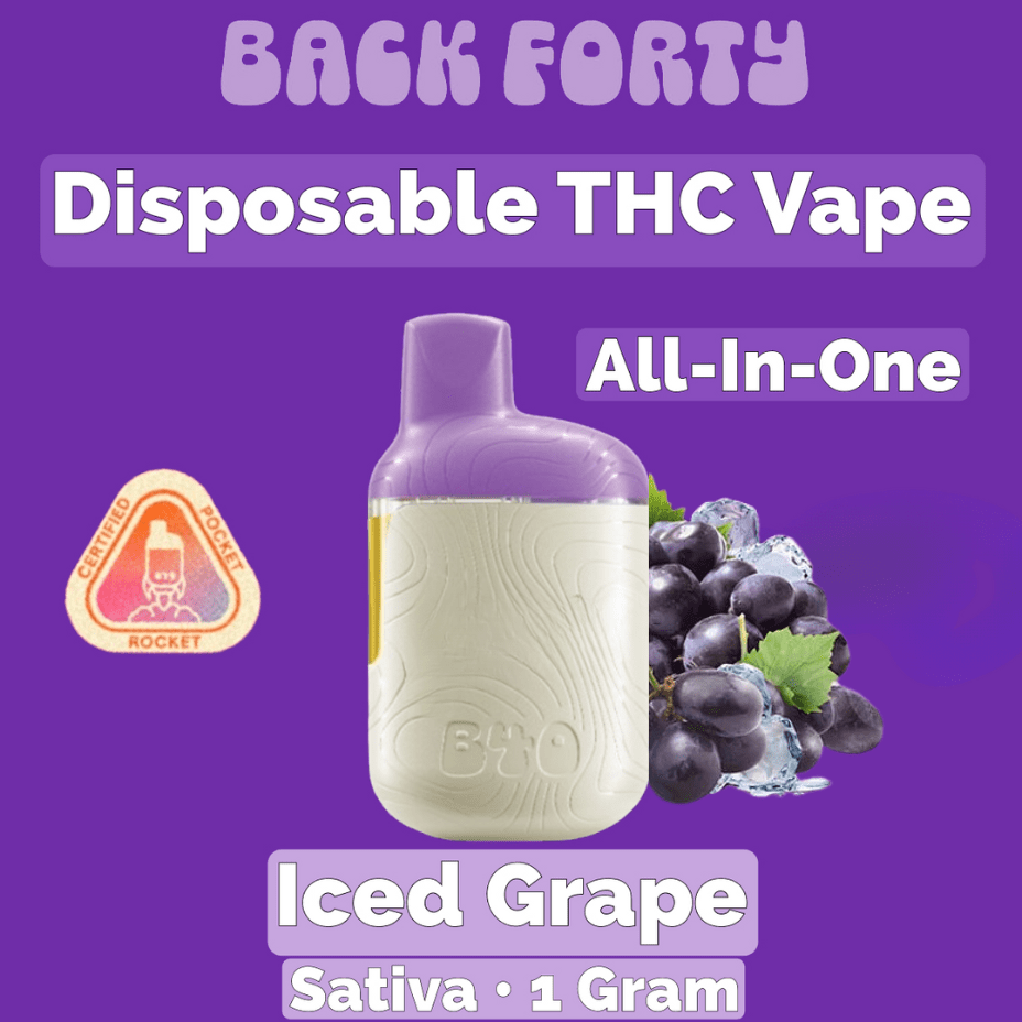 Back Forty Iced Grape THC Disposable Vape-0.95g 1g Brandon Vape SuperStore and Cannabis Manitoba Canada