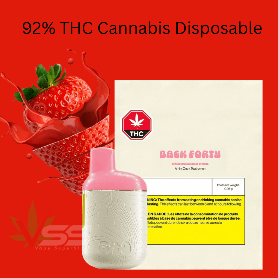 Back Forty Strawberry Pink AIO Disposable Vape-0.95g 1g Brandon Vape SuperStore and Cannabis Manitoba Canada