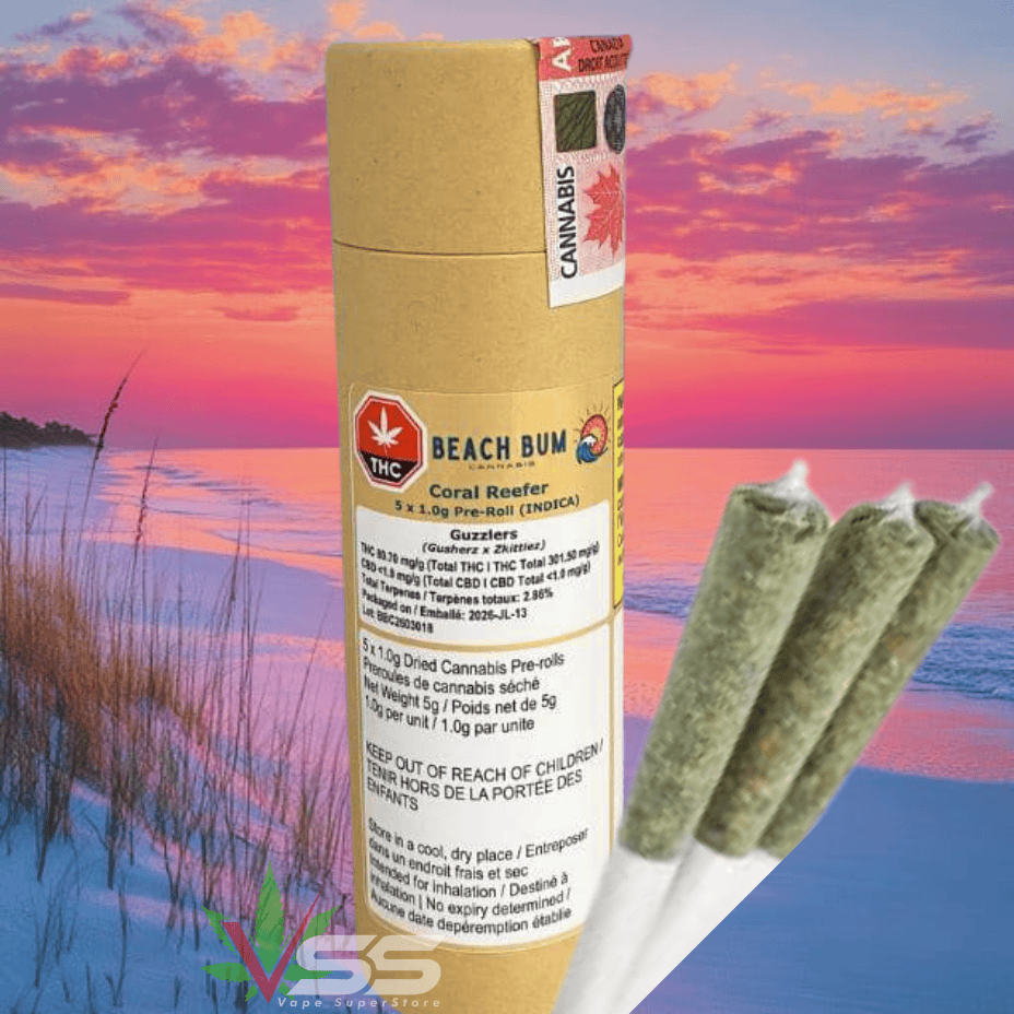 Beach Bum Coral Reefer Indica pre-Roll-5x1g Brandon Vape SuperStore and Cannabis Manitoba Canada