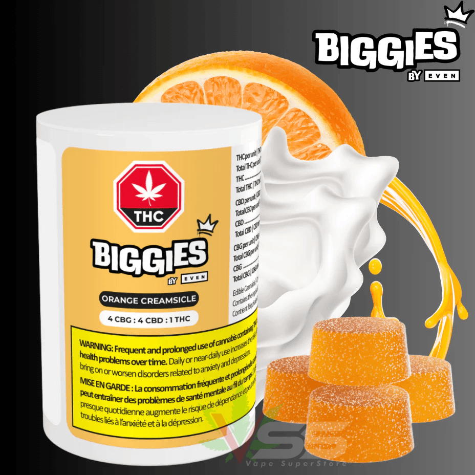 Biggies Orange Creamsicle CBG:CBD:THC Gummies-4x6g Brandon Vape SuperStore and Cannabis Manitoba Canada