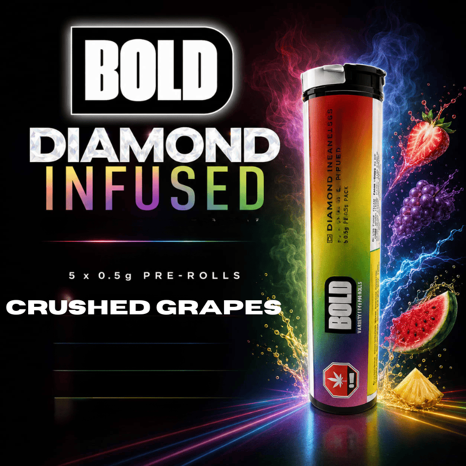 Bold Crushed Grapes Diamond Infused Indica Pre-Rolls - 5x0.4g Brandon Vape SuperStore and Cannabis Manitoba Canada