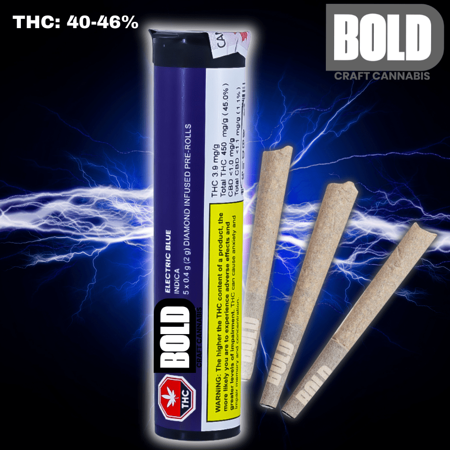 Bold Electric Blue Diamonds Infused Pre-Rolls-5x0.4g Brandon Vape SuperStore and Cannabis Manitoba Canada
