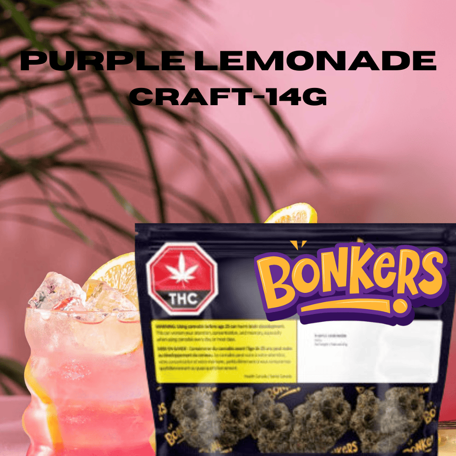 Bonkers Purple  Lemonade Indica CRAFT Flower-14g Brandon Vape SuperStore and Cannabis Manitoba Canada