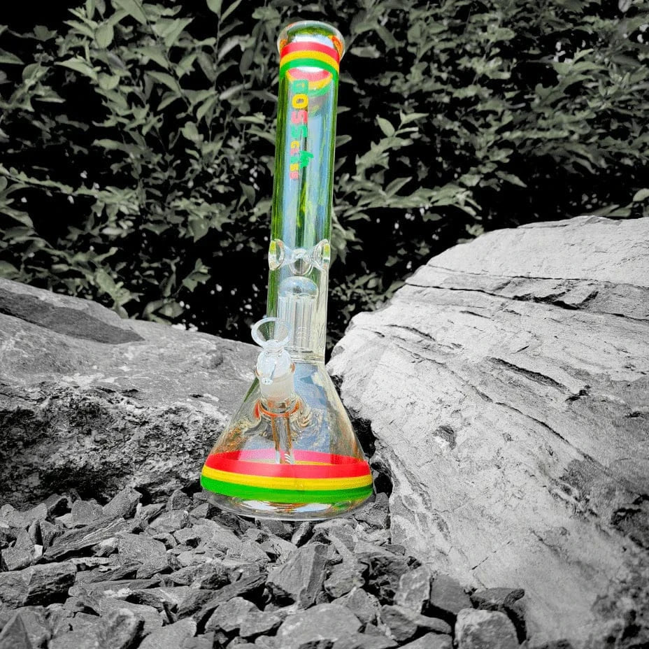 Boss Glass 7mm Tree Perc Logo Beaker Bong 16" Brandon Vape SuperStore and Cannabis Manitoba Canada