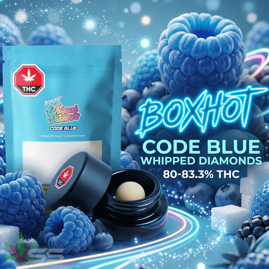 BOXHOT Code Blue Hybrid Whipped Diamonds - 1.2g Brandon Vape SuperStore and Cannabis Manitoba Canada