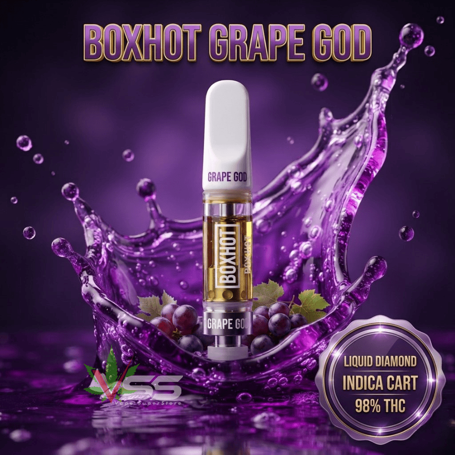BOXHOT Grape God Liquid Diamond Indica 510 Cartridge - 1g Brandon Vape SuperStore and Cannabis Manitoba Canada