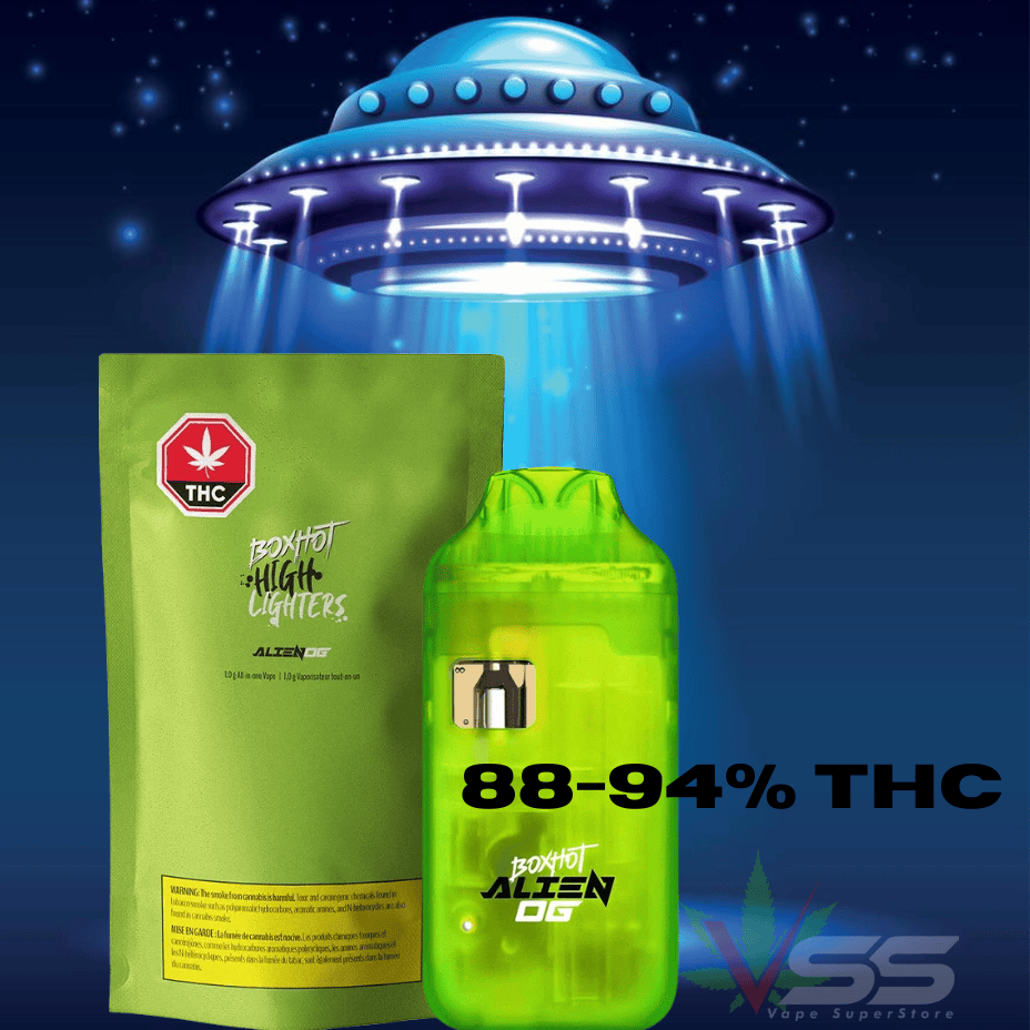 Boxhot Highlighter Alien OG Hybrid AIO Disposable Vape-1g Brandon Vape SuperStore and Cannabis Manitoba Canada