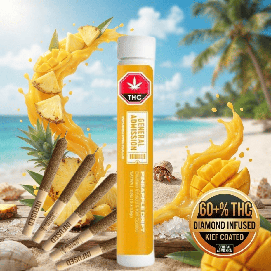 buy General Admission Pineapple Drift Diamond Infused Sativa Pre-Rolls in Brandon, Manitoba.