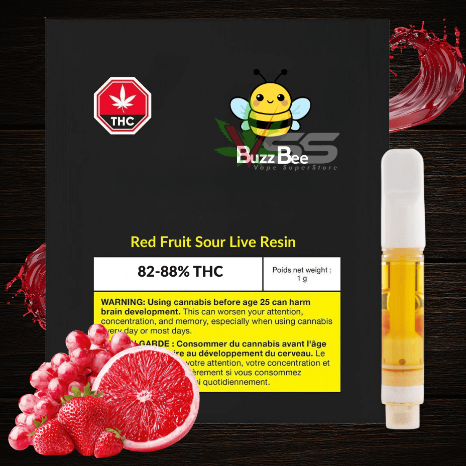 BuzzBee Red Fruit Sour Live Resin Indica Cartridge - 1g Brandon Vape SuperStore and Cannabis Manitoba Canada