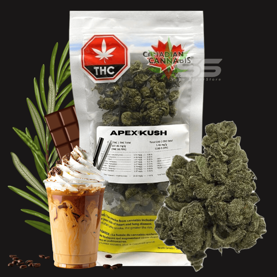 Canadian Cannabis Apex Kush Indica Flower - 28g Brandon Vape SuperStore and Cannabis Manitoba Canada