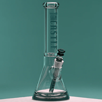 Castle Glassworks 9mm Logo Beaker 14" Teal Brandon Vape SuperStore and Cannabis Manitoba Canada
