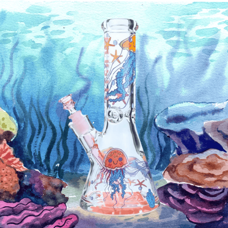 Castle Jelly Fish 9mm Beaker Bong-12" Brandon Vape SuperStore and Cannabis Manitoba Canada