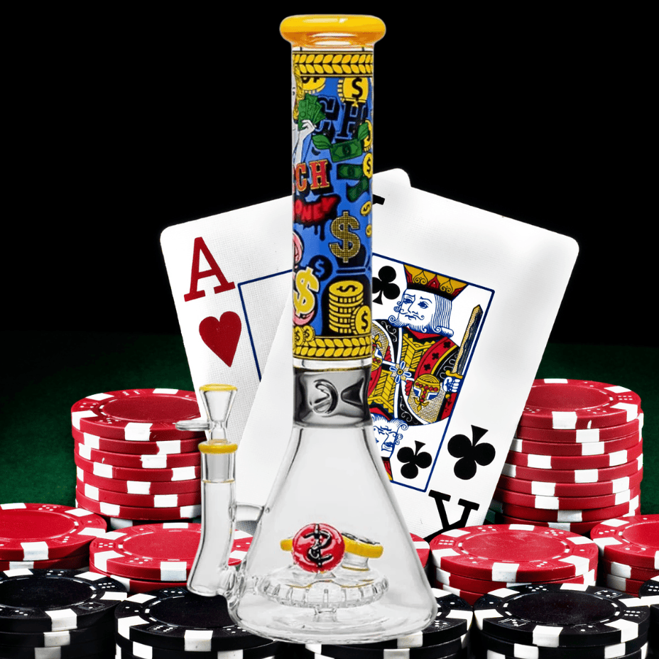 Cheech Glass 7mm Cash Out Beaker Bong w/UFO Perc 16" Yellow Brandon Vape SuperStore and Cannabis Manitoba Canada