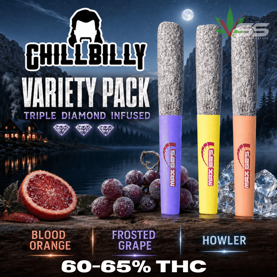 Chillbilly Max 60s Rowdy Variety Pack Triple Infused Pre-rolls 3x0.5g Brandon Vape SuperStore and Cannabis Manitoba Canada