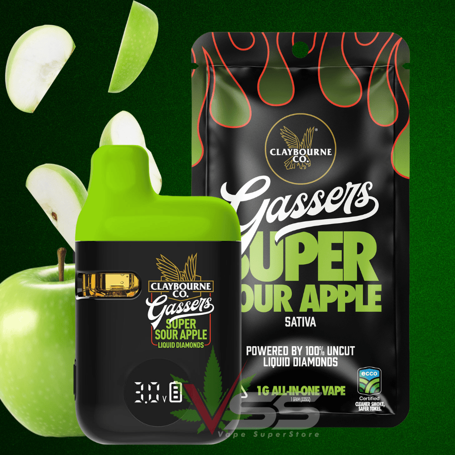 Clayborne Gassers Super Sour Apple Liquid Diamonds Sativa AIO - 0.95g Brandon Vape SuperStore and Cannabis Manitoba Canada