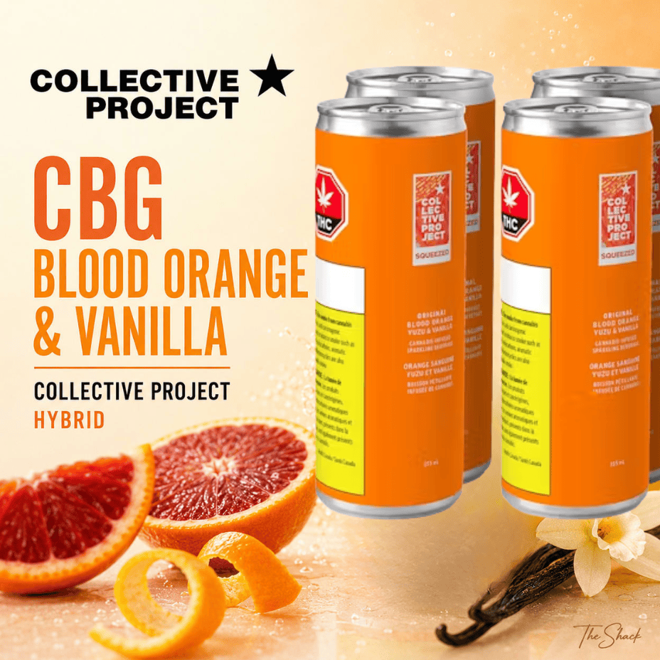 Collective Project Blood Orange THC-CBG Beverage-4x355ml Brandon Vape SuperStore and Cannabis Manitoba Canada