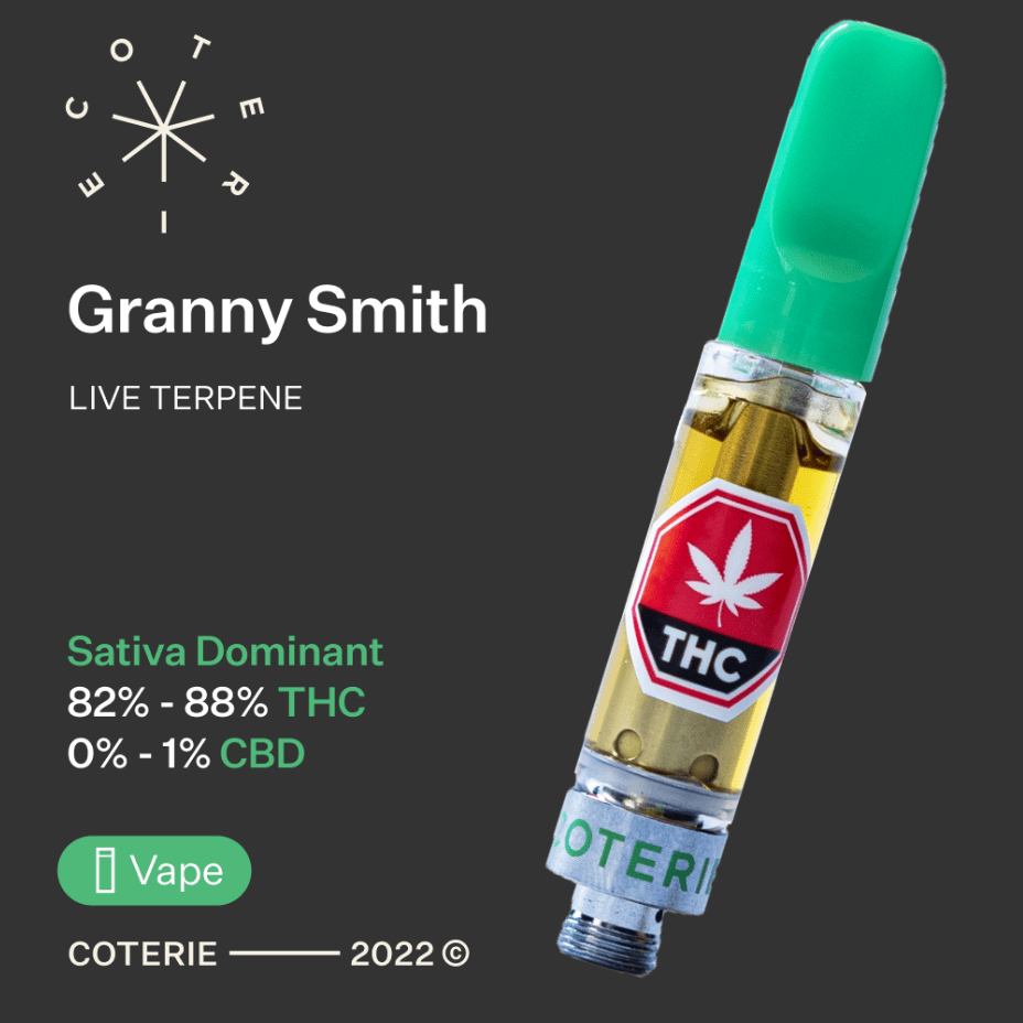 Coterie Granny Smith Live Resin Sativa Cartridge-1g 1g Brandon Vape SuperStore and Cannabis Manitoba Canada