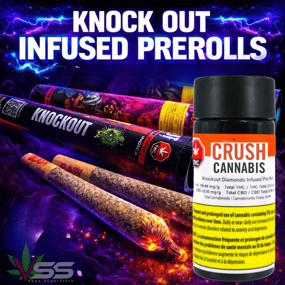 Crushed Knockout DMD Infused Hybrid Pre-Rolls-5x0.5g Brandon Vape SuperStore and Cannabis Manitoba Canada