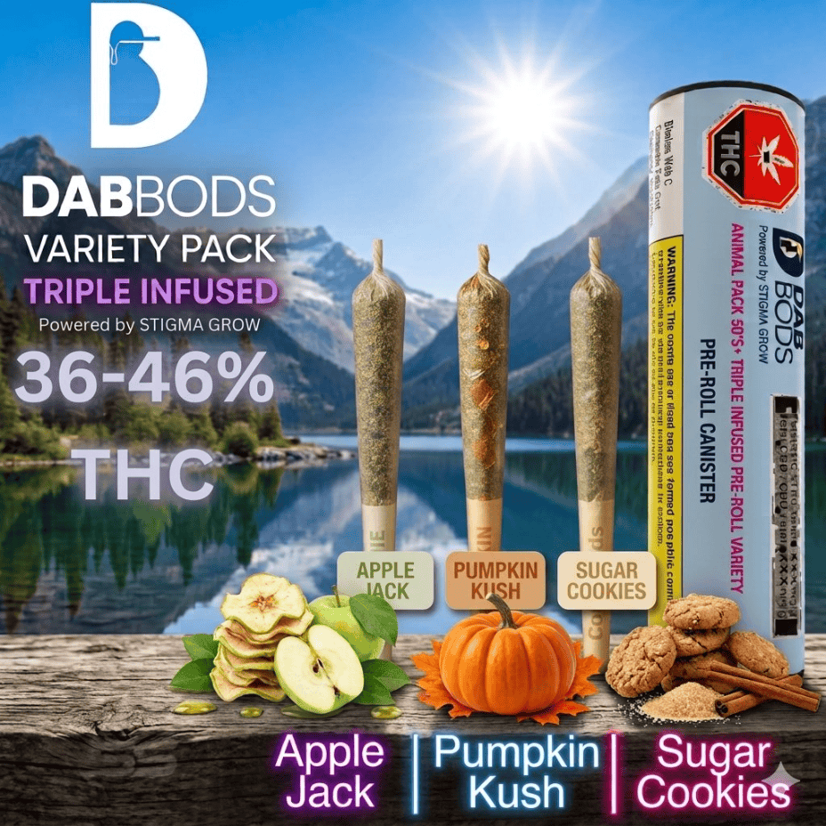 Dab Bods Harvest Special Shatter Infused Variety Pack Pre-Rolls-3x0.5g Brandon Vape SuperStore and Cannabis Manitoba Canada