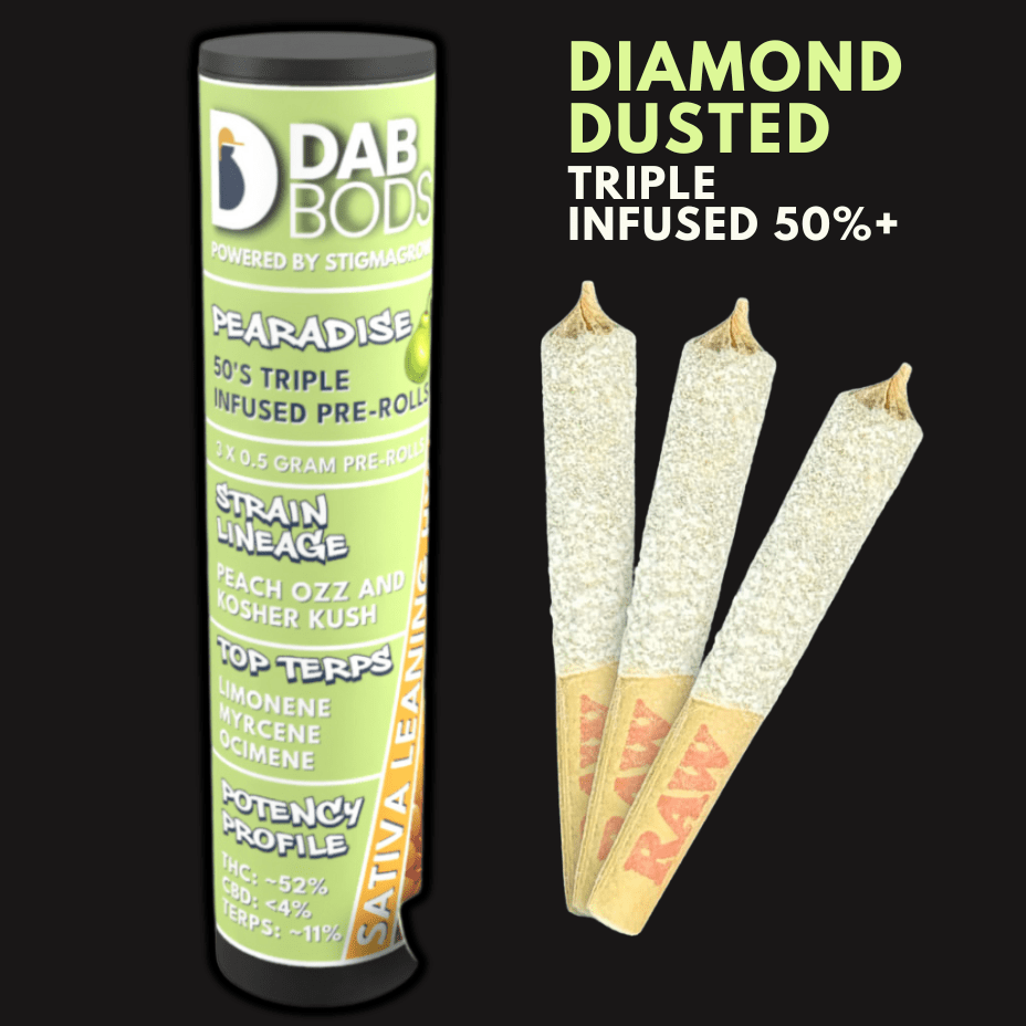 Dab Bods PEARadise 50's Triple Infused Pre-Rolls 3x0.5g Brandon Vape SuperStore and Cannabis Manitoba Canada