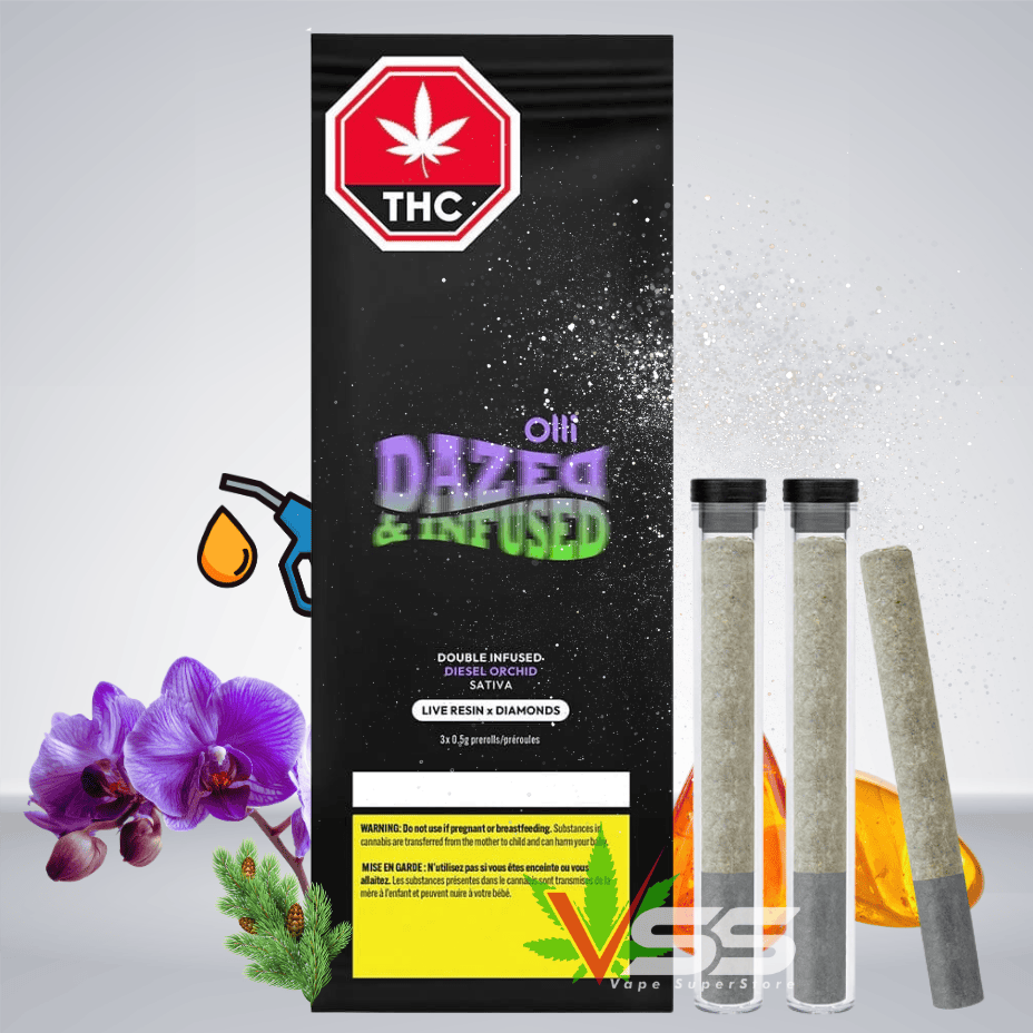 Dazed & Infused Diesel Orchid Infused Pre-rolls 3x0.5g Brandon Vape SuperStore and Cannabis Manitoba Canada