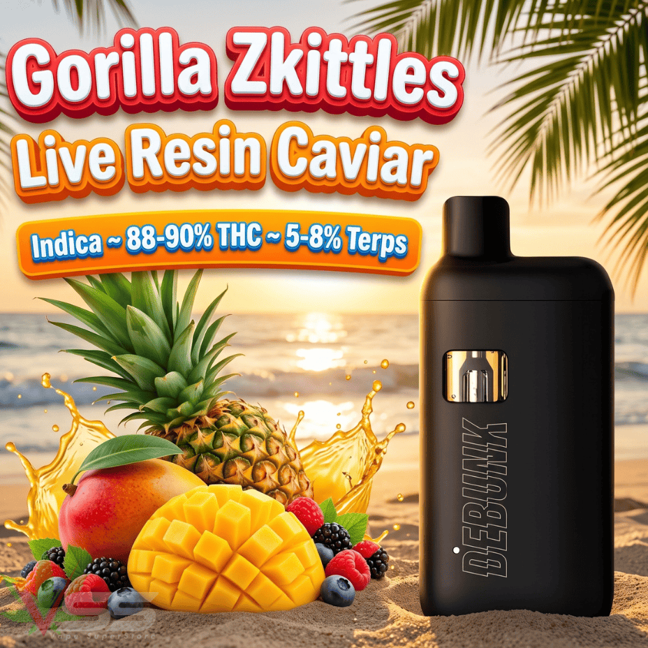 Debunk Gorilla Zkittles Live Resin Caviar Indica AIO Disposable Vape - 1g Brandon Vape SuperStore and Cannabis Manitoba Canada