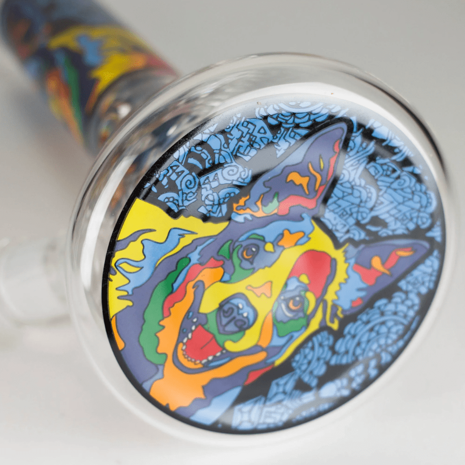 Design Dog Decal 7mm Beaker Bong 14" 14 Inches / 7mm Borosilicate Brandon Vape SuperStore and Cannabis Manitoba Canada
