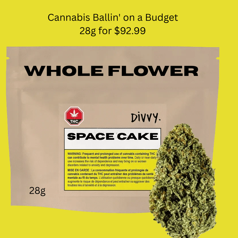 Divvy Space Cake Indica Flower-28g Brandon Vape SuperStore and Cannabis Manitoba Canada