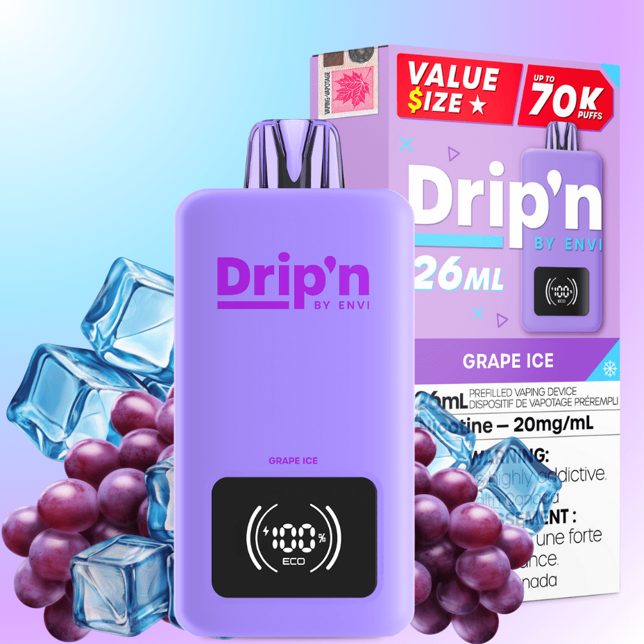 Drip'n by Envi 70K Disposable Vape - Grape Ice Brandon Vape SuperStore and Cannabis Manitoba Canada