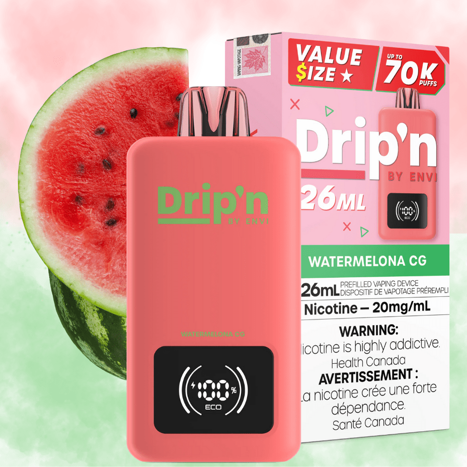 Drip'n by Envi 70K Disposable Vape - Watermelon CG Brandon Vape SuperStore and Cannabis Manitoba Canada