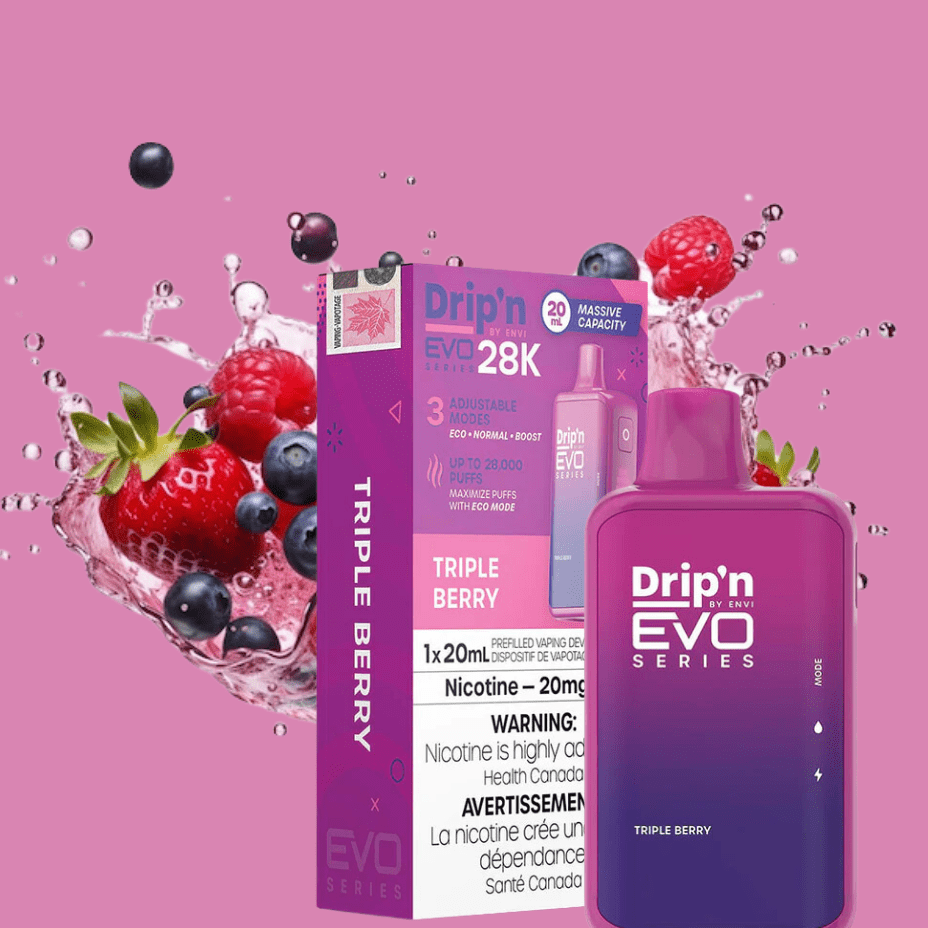 Drip'n by Envi EVO 28k Disposable Vape-Triple Berry 28000 Puffs / 20mg Brandon Vape SuperStore and Cannabis Manitoba Canada
