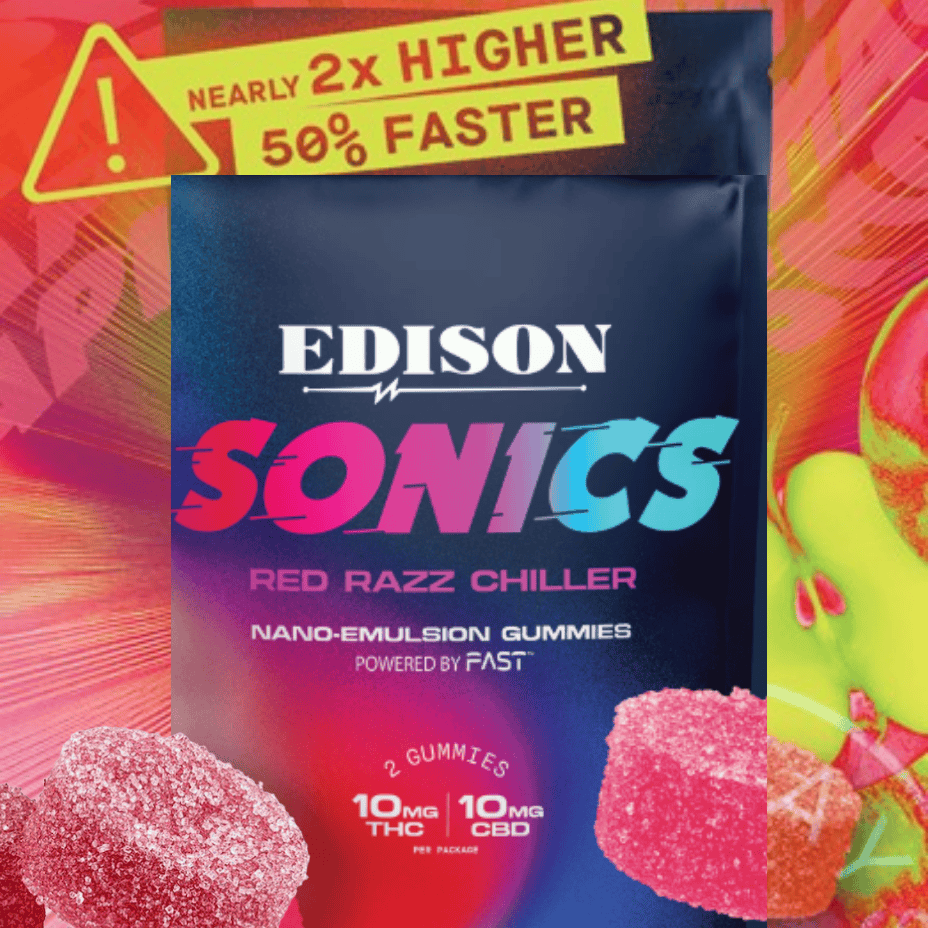 Edison Sonics Kiwi Red Razz Chiller 1:1 CBD:THC 5 Pack 50mg Brandon Vape SuperStore and Cannabis Manitoba Canada