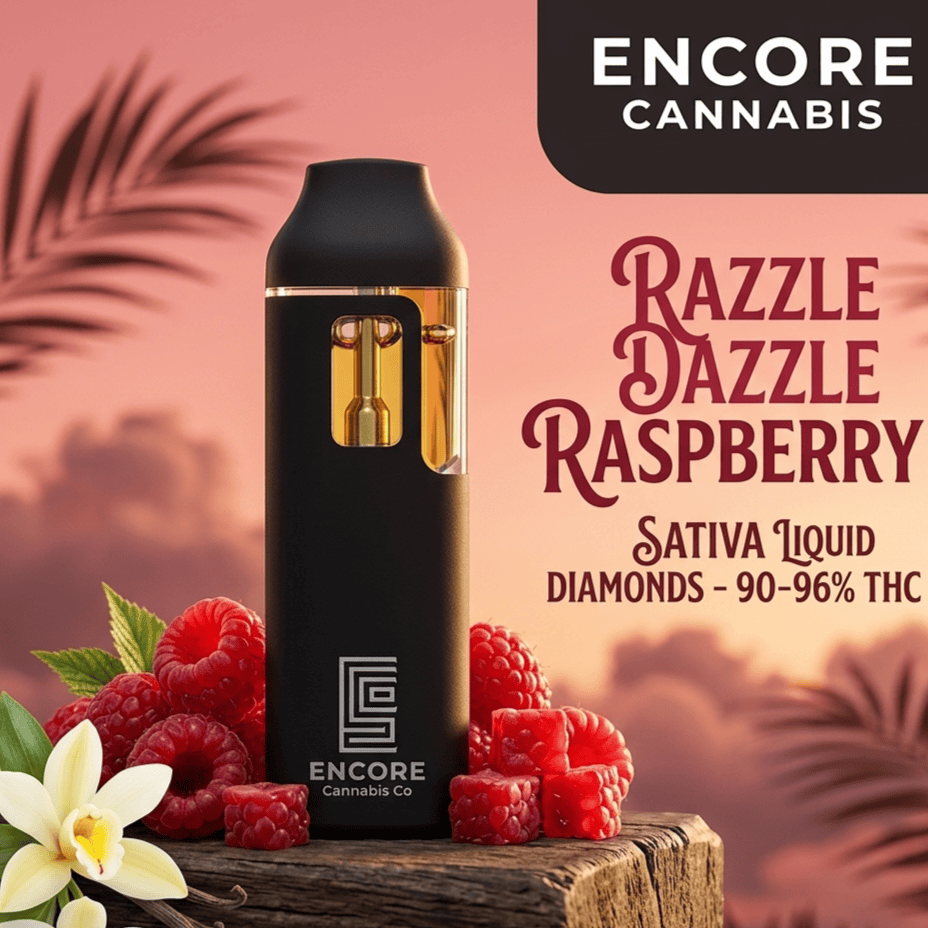 Encore Razzle Dazzle Raspberry Liquid Diamond Sativa Disposable Vape - 1g Brandon Vape SuperStore and Cannabis Manitoba Canada