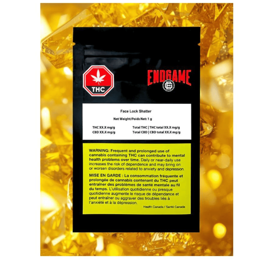 Endgame Face Lock Indica Shatter-1g Brandon Vape SuperStore and Cannabis Manitoba Canada