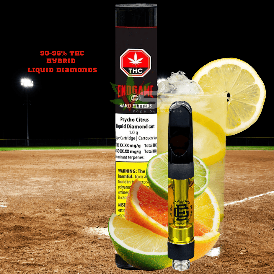 Endgame - Hard Hitters Psycho Citrus Liquid Diamonds Vape Cartridge Brandon Vape SuperStore and Cannabis Manitoba Canada
