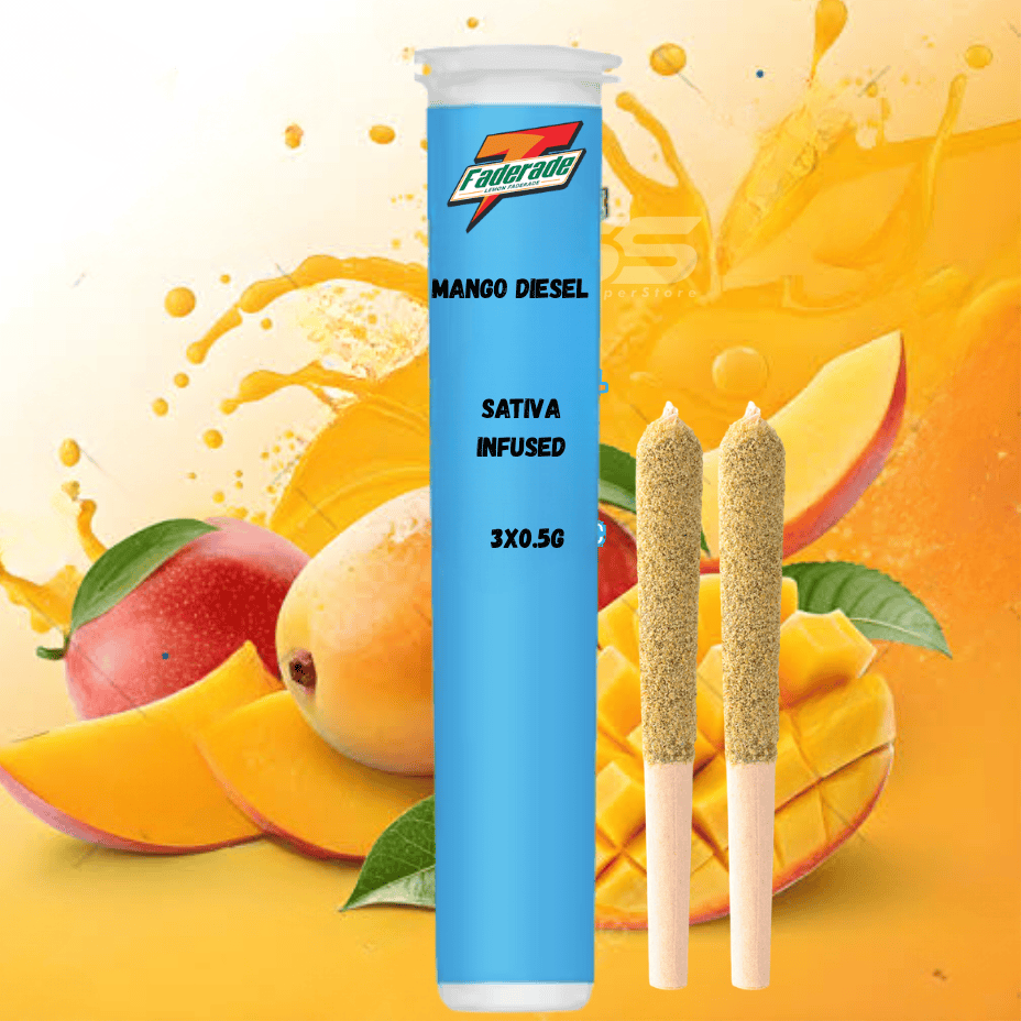 Faderade Mango Diesel Infused Sativa Pre-rolls 3x0.5g Brandon Vape SuperStore and Cannabis Manitoba Canada
