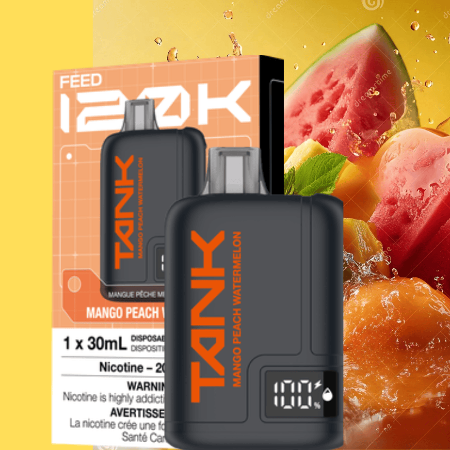 Feed Tank 120k Disposable Vape-Mango Peach Watermelon Brandon Vape SuperStore and Cannabis Manitoba Canada
