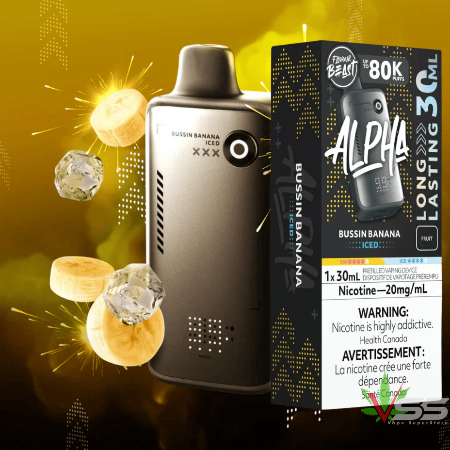 Flavour Beast Alpha 80K Disposable Vape-Bussin Banana Iced 80000 Puffs / 20mg Brandon Vape SuperStore and Cannabis Manitoba Canada