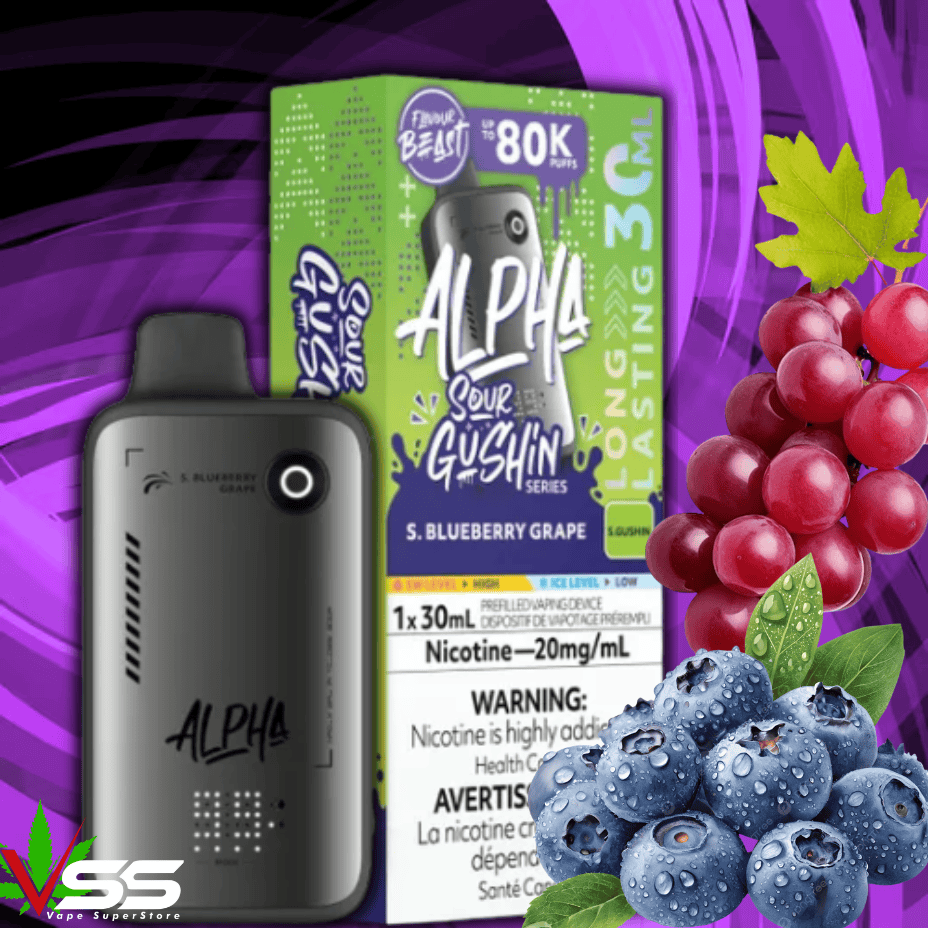 Flavour Beast Alpha 80K Disposable Vape-S. Blueberry Grape 80000 Puffs / 20mg Brandon Vape SuperStore and Cannabis Manitoba Canada