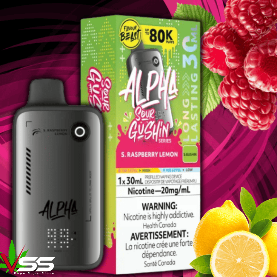 Flavour Beast Alpha 80K Disposable Vape-S. Raspberry Lemon 80000 Puffs / 20mg Brandon Vape SuperStore and Cannabis Manitoba Canada